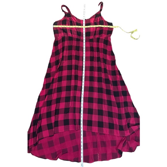 Torrid Burgundy Blaek Gingham Plaid Challis High Low Maxi Dress Sz 4 - Picture 15 of 16